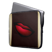 Moderne Elegante Girly, Black, Cream, Red Lips Laptopschutzhülle (Vorderseite Links)