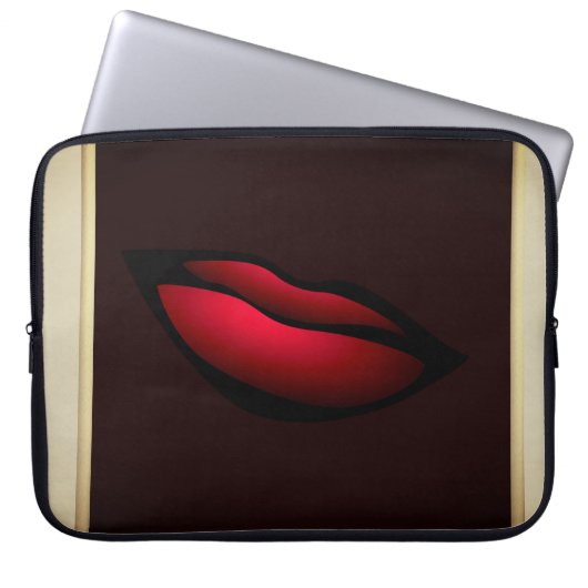 Moderne Elegante Girly, Black, Cream, Red Lips Laptopschutzhülle (Vorderseite)