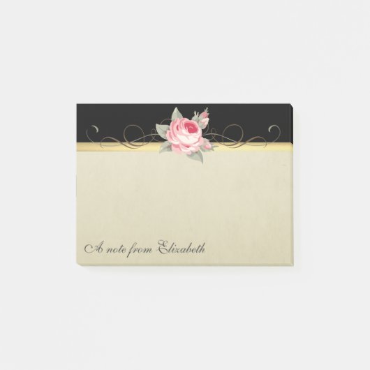 Moderne Elegante Girly, Black, Cream, Rose Post-it Klebezettel (Vorderseite)