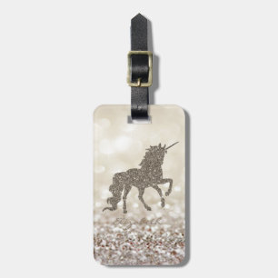 Moderne Elegante Girly, Gold Glitzer Unicorn Gepäckanhänger