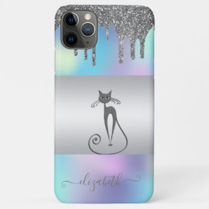 Moderne elegante girly, Katze holografischer Glitt Case-Mate iPhone Hülle