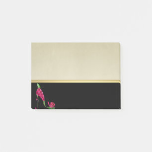 Moderne elegante girly, Schwarz, Creme, Blumenabsa Post-it Klebezettel
