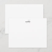 Moderne elegante Girly Script Black Gray Monogram Mitteilungskarte (Vorne/Hinten)