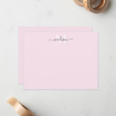 Moderne elegante Girly Script Monogram Blush Pink Mitteilungskarte (Vorderseite/Rückseite Beispiel)