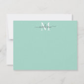 Moderne elegante Girly Script Monogram Mint Green Mitteilungskarte (Vorderseite)