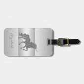 Moderne Elegante Girly, Silver Glitzer Unicorn Gepäckanhänger (Vorderseite horizontal)
