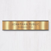 Moderne elegante Glam Black and Gold-Vorlage Luxus Türschild (Vorderseite )