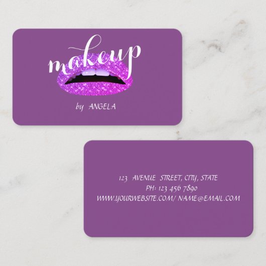 Moderne Elegante Glamour Violet Glitterie Visitenkarte (Vorne/Hinten)