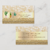 Moderne Elegante Glitterie, Bokeh, Kakteen-Pflanze Visitenkarte (Vorne/Hinten)