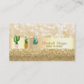 Moderne Elegante Glitterie, Bokeh, Kakteen-Pflanze Visitenkarte (Vorderseite)