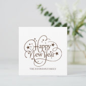 Moderne, elegante, glückliche Neujahrsschrift Einladung (Stehend Vorderseite)