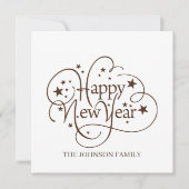 Moderne, elegante, glückliche Neujahrsschrift Einladung (Vorderseite)