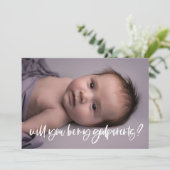 Moderne, elegante Godeltern-Vorlage Fotokarte Einladung (Stehend Vorderseite)