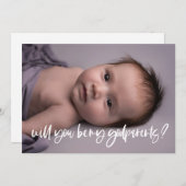 Moderne, elegante Godeltern-Vorlage Fotokarte Einladung (Vorne/Hinten)