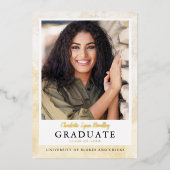 Moderne Elegante Gold Abschluss Ankündigung (Vorderseite)