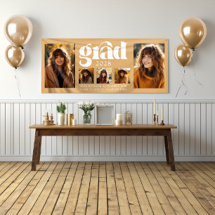 Moderne Elegante Gold Abschluss Foto Collage Banner