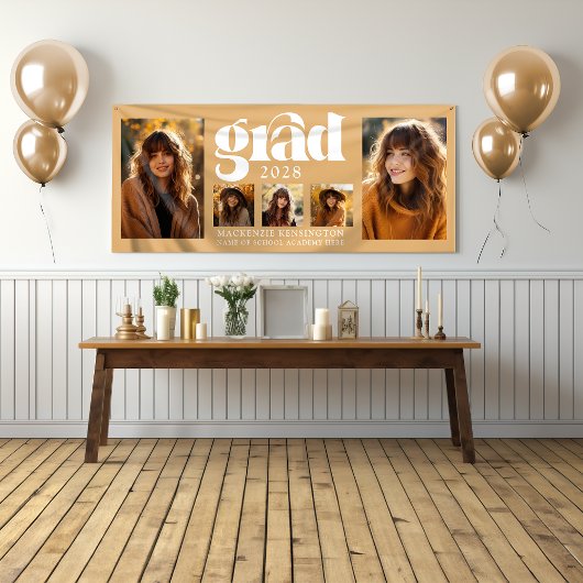 Moderne Elegante Gold Abschluss Foto Collage Banner