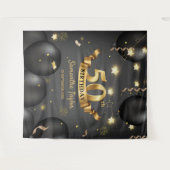 Moderne, elegante Gold-Black-Geburtstagskulisse Wandteppich (Vorderseite (Horizontal))