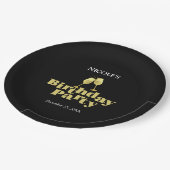 Moderne elegante Gold Champagne Black Birthday Par Pappteller (Schrägansicht)
