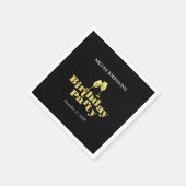 Moderne elegante Gold Champagne Black Birthday Par Serviette (Ecke)