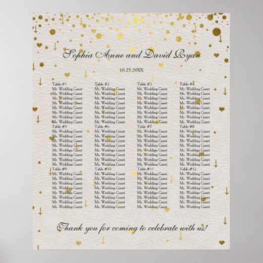Moderne elegante Gold Confetti Hochzeitskarte Poster (Vorne)
