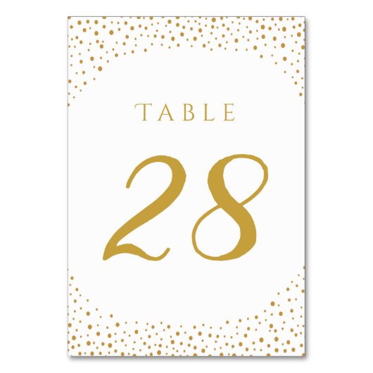 Moderne Elegante Gold Confetti Wedding Tischnummer (Vorderseite)