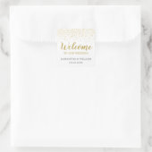 Moderne elegante Gold Confetti Wedding Welcome Bag Quadratischer Aufkleber (Tasche)
