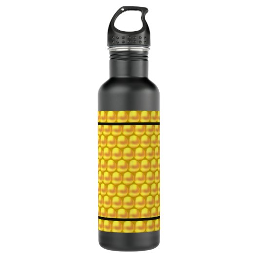 Moderne, elegante Gold Dots & Black Stripes Edelstahlflasche (Vorderseite)