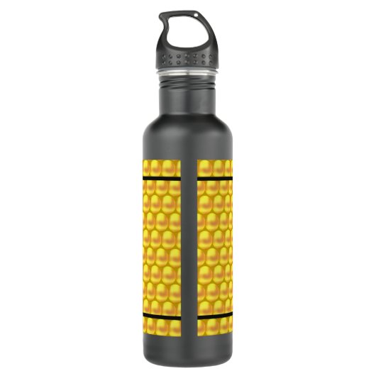 Moderne, elegante Gold Dots & Black Stripes Edelstahlflasche (Rückseite)
