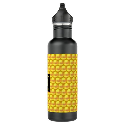 Moderne, elegante Gold Dots & Monogram Edelstahlflasche (Rechts)