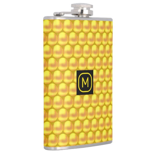 Moderne, elegante Gold Dots & Monogram Flachmann (Rechts)