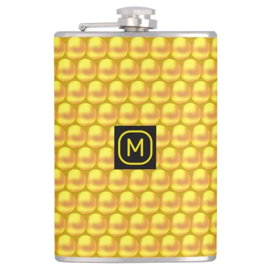 Moderne, elegante Gold Dots & Monogram Flachmann (Vorderseite)