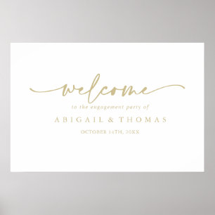 Moderne elegante Gold Engagement Party Willkommen Poster