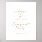 Moderne elegante Gold Engagement Party Willkommen Poster (Vorne)