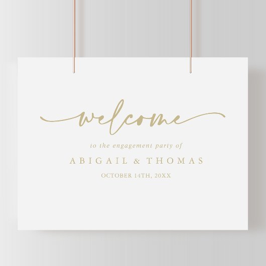 Moderne elegante Gold Engagement Party Willkommen Poster