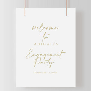 Moderne elegante Gold Engagement Party Willkommen Poster