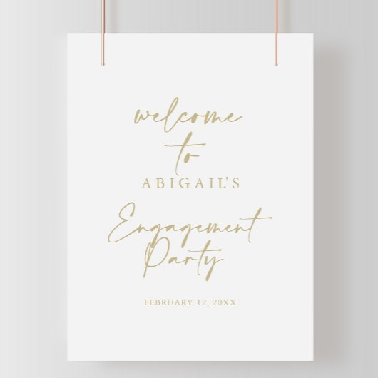 Moderne elegante Gold Engagement Party Willkommen Poster