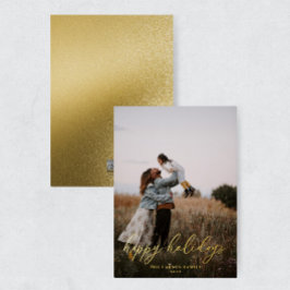 Moderne Elegante Gold Foil Foto Happy Holidays Folien Feiertagskarte