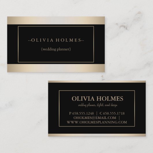 Moderne Elegante Gold Foil Metal Beruflich Visitenkarte (Vorne/Hinten)