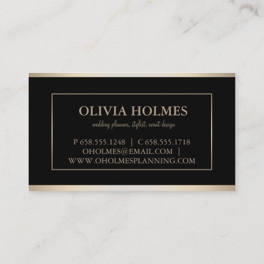 Moderne Elegante Gold Foil Metal Beruflich Visitenkarte (Rückseite)