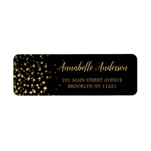 Moderne Elegante Gold Glitzer Confetti Script Blac (Vorne)