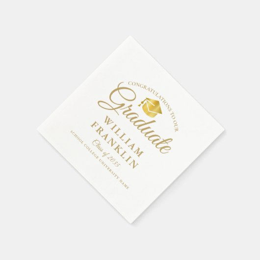 Moderne elegante Gold Graduation Party Serviette (Ecke)