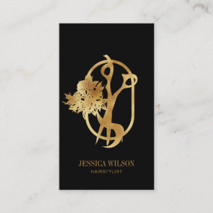 Moderne elegante Gold Hairstylist Scissors QR Code Visitenkarte