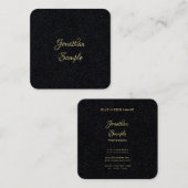 Moderne Elegante Gold Hand Script Premium Black Quadratische Visitenkarte (Vorne/Hinten)