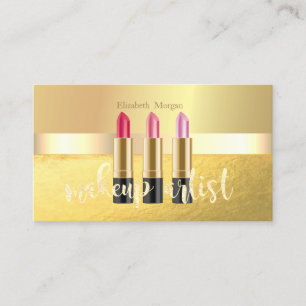 Moderne elegante Gold,Lippenstift,Visagist Visitenkarte