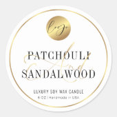 Moderne elegante Gold-Logo-Kerzen-Verpackung Runder Aufkleber (Vorderseite)