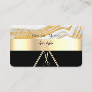 Moderne Elegante Gold Marmorstein Schwarz, Scheren Visitenkarte