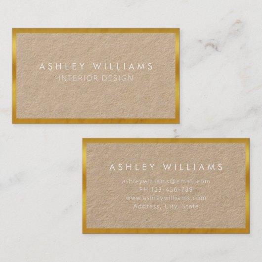 Moderne elegante Gold Minimalistisch Kraft Busines Visitenkarte (Vorne/Hinten)