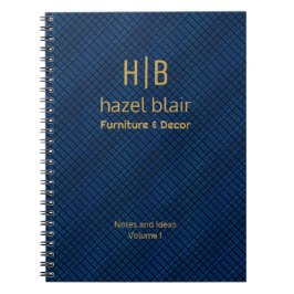 Moderne, elegante Gold Monogram Navy Blue Squares Notizblock