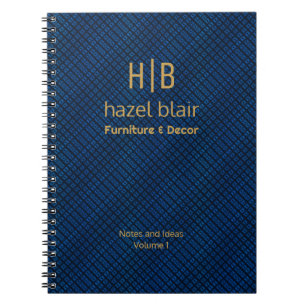 Moderne, elegante Gold Monogram Navy Blue Squares Notizblock